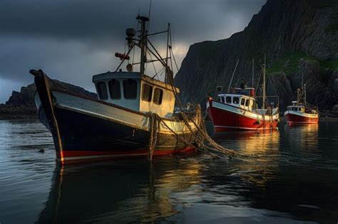 Premium Photo A Group Of Boats Floating On Top Of A Body Of Water