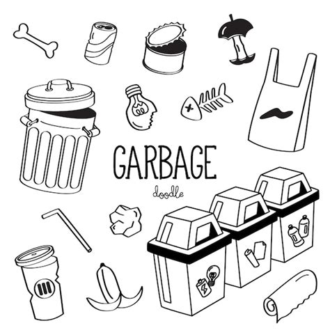 Premium Vector Hand Drawing Styles Garbage Garbage Doodle