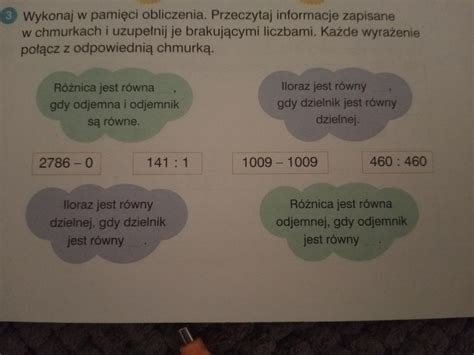 Wykonaj W Pami Ci Obliczenia Przeczytaj Informacje Zapisane W Chmurkach