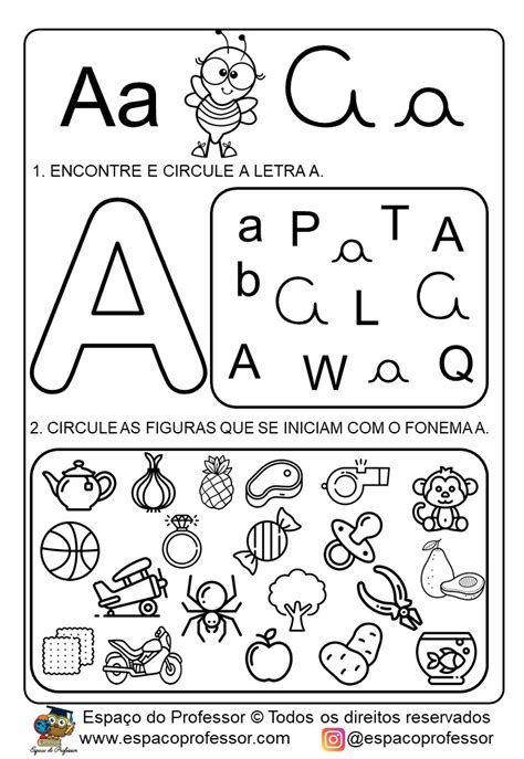 Atividade Educacao Infantil Letra A - Atividades para educação infantil: atividade letra A em PDF
