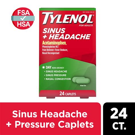 Tylenol Sinus Headache Non Drowsy Daytime Caplets 24 Ct