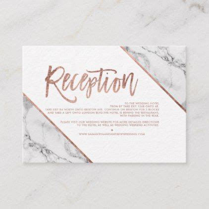 Rose Gold Marble White Script Wedding Reception Enclosure Card Zazzle