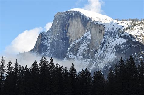 Gray And White Mountain Winter Yosemite National Park El Capitan