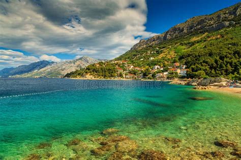 Beautiful Bay And Beach Brela Dalmatia Region Croatia Europe Stock