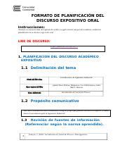 EJEMPLO DE FORMATO DE PLANIFICACIÓN DEL DISCURSO EXPOSITIVO ORAL BKBO