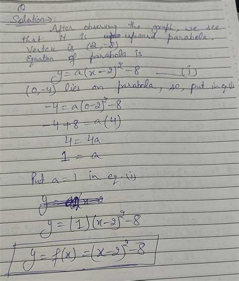 [solved] Determine The Quadratic Function Whose Graph Is Given The