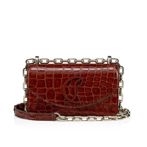 Loubi54 Mini Crossbody Bag Alligator Embossed Calf Leather Acajou