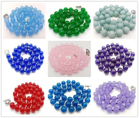 Natural 8 10 12mm Multicolor Jade Gemstone Round Beads Necklace 18