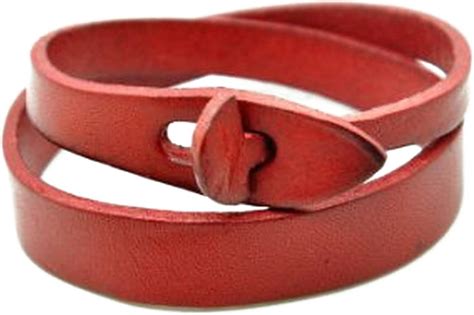 Real Soft Red Leather Womens Leather Jewelry Bangle Cuff