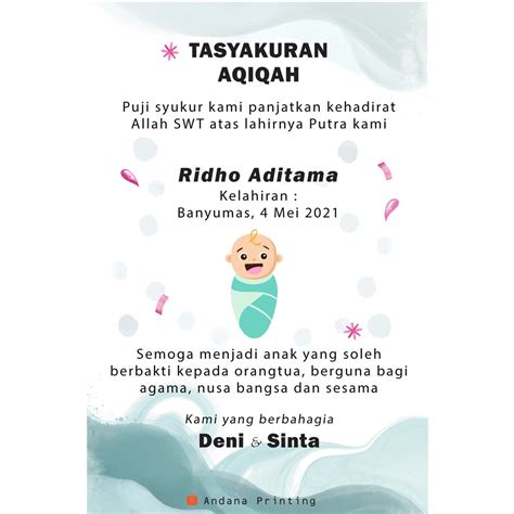 Jual Kartu Ucapan Tasyakuran Aqiqah Tasyakuran Kelahiran Shopee