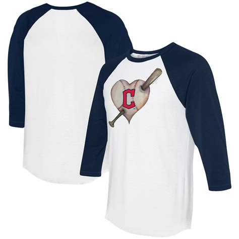 Lids Cleveland Guardians Tiny Turnip Womens Heart Bat 34 Sleeve Raglan T Shirt Whitenavy