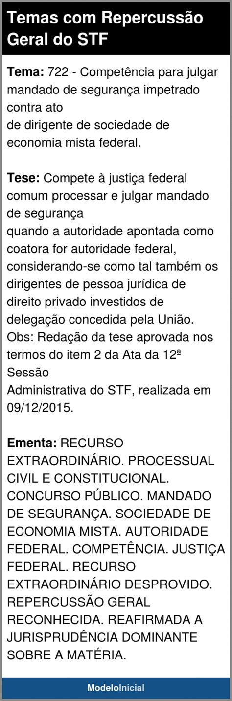 Tema 722 Temas Repercussão Geral do STF