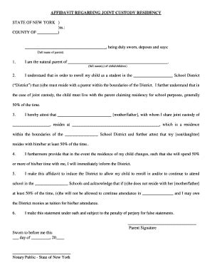 Fillable Online Affidavit Regarding Joint Custody Residency Fax Email