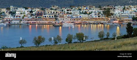 Nightfall At Perdika Fishing Village And Its Haven Located At Aegina