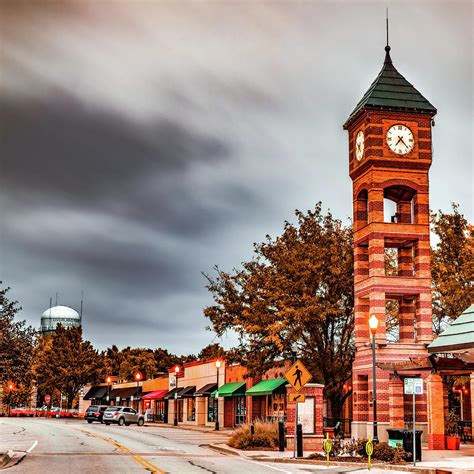 Overland Park Clocktower And Water Tower Cityscape Photograph By