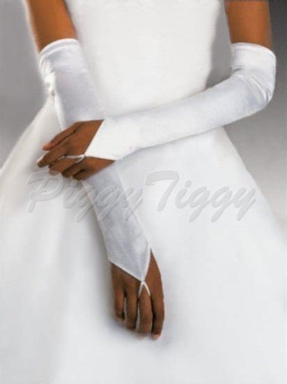 White Fingerless Satin Formal Wedding Bridal Party Prom Costume