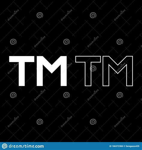 TM Letter Trademark Icon Outline Set White Color Vector Illustration