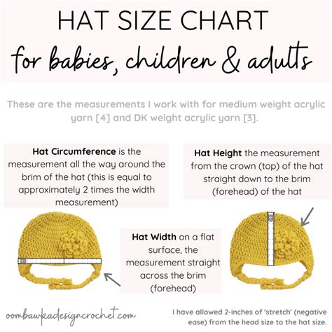 Crochet Hat Size Chart