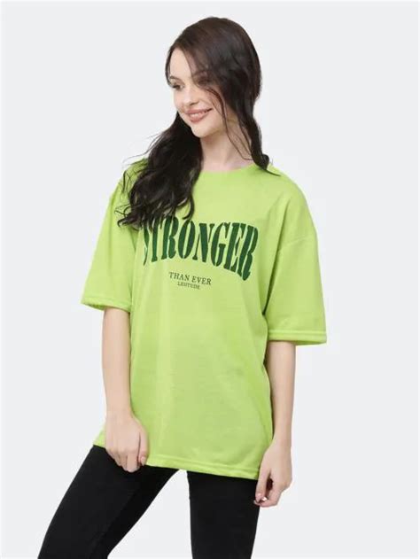 Buy Leotude Cotton Blend Half Sleeve Oversized T Shirts For Womens