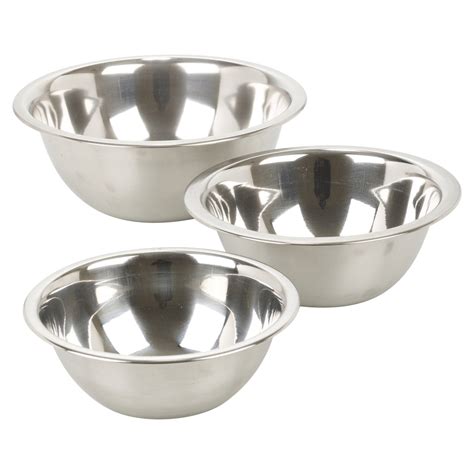 Set 3 Edelstahl Metall tief Mixing Bowls Caterer Salat Spaghetti Pasta ...