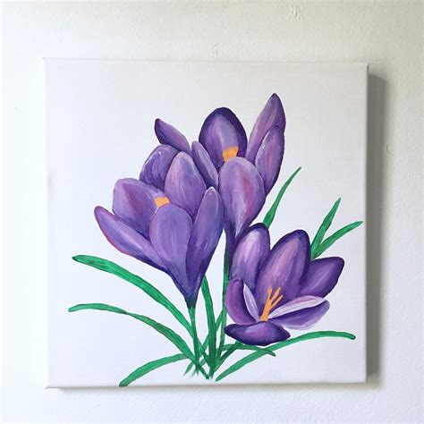 Crocus Painting Crocuses Floral Flower Painting Acrylic | Etsy