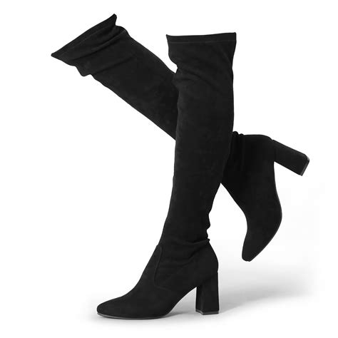 Hawkwell Womens Fall Winter Comfort Thigh High Boots Black Pointy Toe