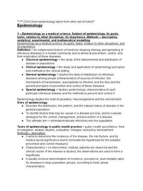 Epidemiology Infectious Diseases Parasitology And Tropical Diseases