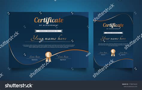 Elegant Blue And Gold Certificate Template Royalty Free Stock Vector 1778974223