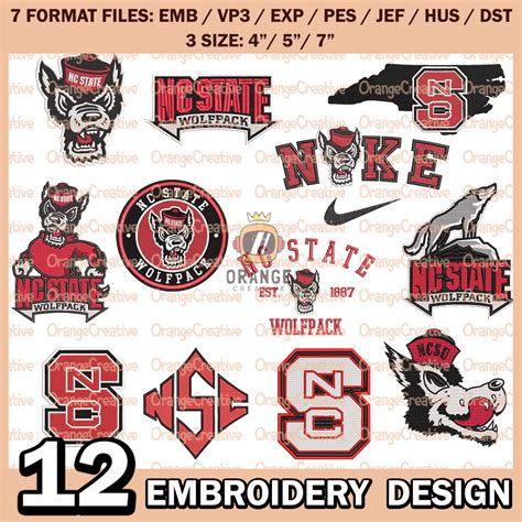 12 NC State Wolfpack Logo Bundle Emb files, NCAA NC State Em - Inspire ...