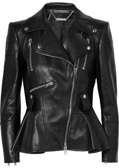 Alexander Mcqueen Leather Peplum Biker Jacket Black Alexander