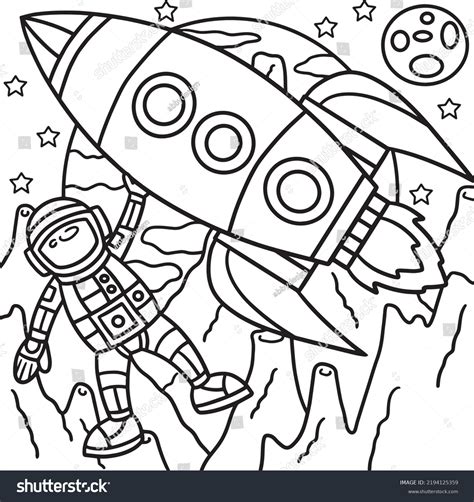 Astronaut Space Rocket Ship Coloring Page Stock Vector (Royalty Free ...