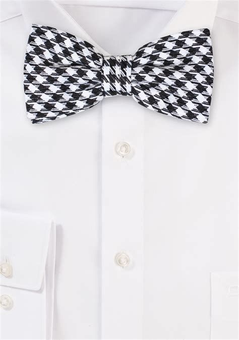 Houndstooth Bow Tie Black And White Woven Houndstooth Check Bowtie