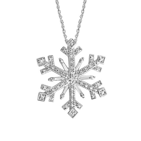 Precious Stars Sterling Silver Diamond Accent Snowflake Pendant 18