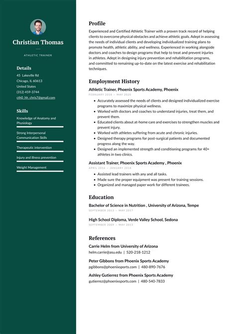 Athletic Trainer Resume Examples Writing Tips Free Guide