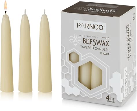 Parnoo 100 Natural White Beeswax 5 Inch Tall Tapered