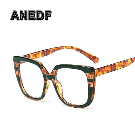 Anedf Fashion Dark Green Stripes Glasses Frames Men Women Big Frame