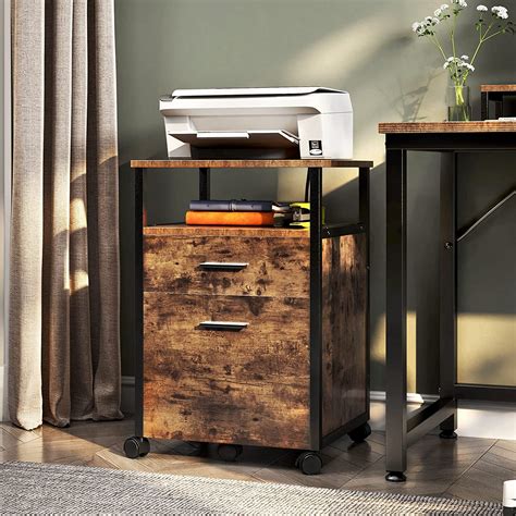 TC-HOMENY Mobile File Cabinet on Wheels Office Cabinet with 2 Drawers ...