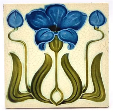 Art Nouveau Fireplace Majolica Tile Floral Design John Barratt C