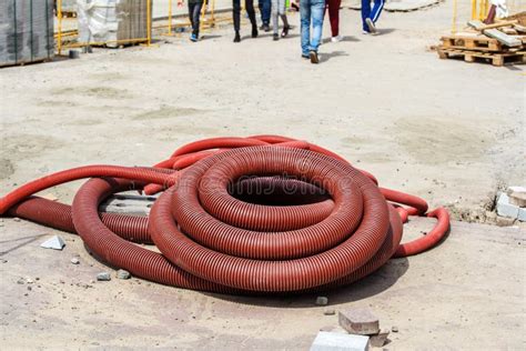 Construction Of Power Grids On A City Street Corrugated Pipe For Safe