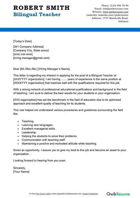 Elementary Teacher Cover Letter Examples QwikResume