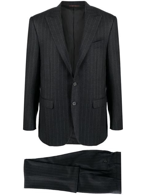 Canali Pinstripe Single Breasted Suit Grey Farfetch