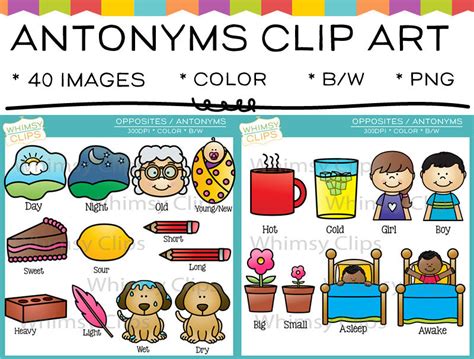 Antonyms Clip Art , Images & Illustrations | Whimsy Clips