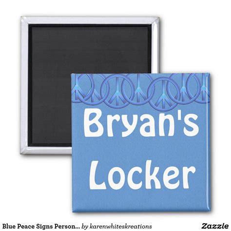 Blue Peace Signs Personalized Locker Magnet Personalized Signs