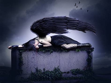 HD wallpaper: fallen angel illustration, Dark, Bird, Grave, Wings ...