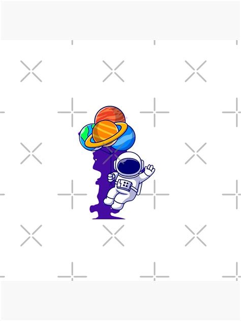 Chapa Lindo Astronauta Flotando Con Globos De Planeta En La Ilustración De Icono De Dibujos