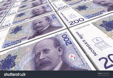 Norwegian Krone Bills Stacks Background 3d Stock Illustration 400789543