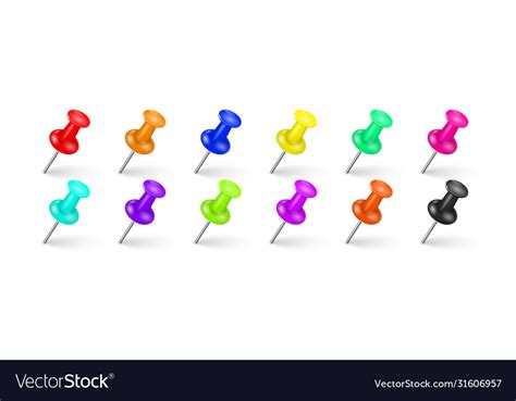 Colorful Pin Tacks Royalty Free Vector Image Vectorstock