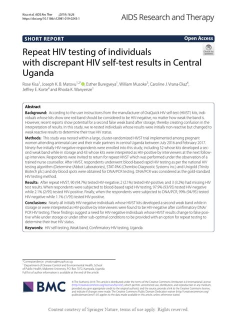 Repeat Hiv Testing Of Individuals With Discrepant Pdf Diagnosis Of