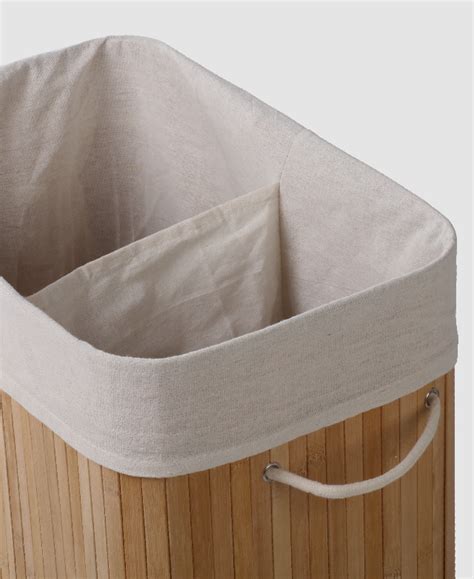 Sherwood Housewares 2 Section Bamboo Foldable Laundry Hamper Temple