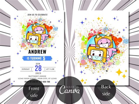 Editable Lankybox Birthday Invitation Printable Electronic Etsy